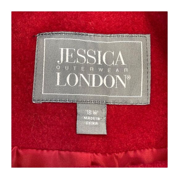 Jessica London Coat Women's 18W Red Polyester Mock Neck Full Zip - Picture 2 of 9